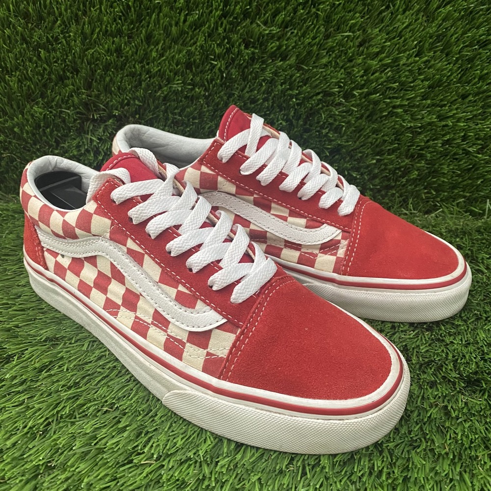 Vans Old Skool Checkerboard Shoes Unisex M5.5/W7 Red / White
